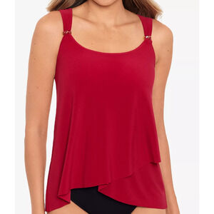 Miraclesuit Razzle Dazzle Underwire Tankini Top Red Women's Size 12 NWOT